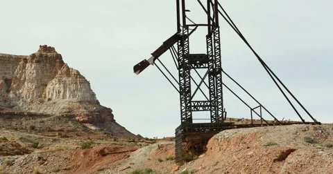 Uranium Badlands Temple Mountain Utah Abandoned Mining Area Giant Rig Static Stock Footage 48498484