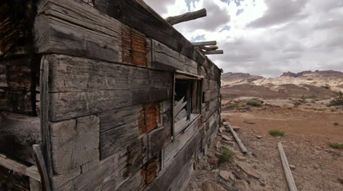 Uranium Cabin Ghost Town Wild West Extreme Wide Lens Stock Footage 38017251
