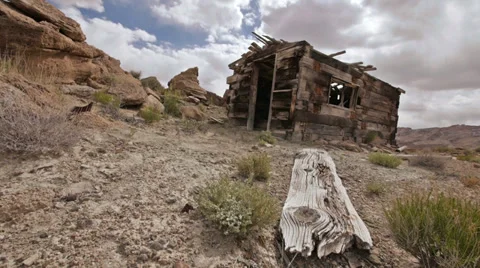 Uranium Cabin Ghost Town Wild West Long Shot Stock Footage 38017403