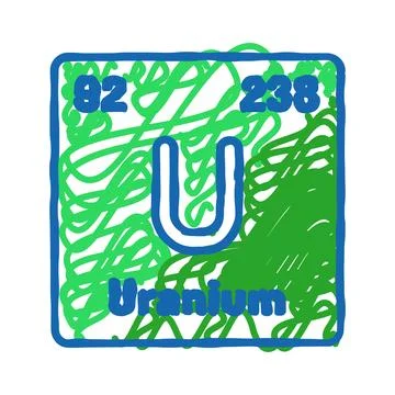 Uranium chemical element icon doodle illustration Stock Illustration