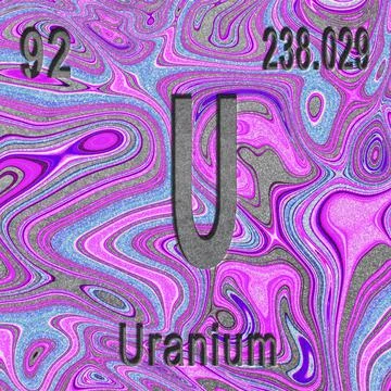 Uranium chemical element, Sign with atomic number and atomic weight Stock Illustration