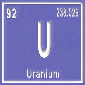 Uranium chemical element, Sign with atomic number and atomic weight Stock Illustration