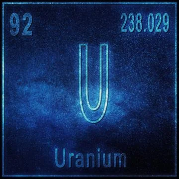 Uranium chemical element, Sign with atomic number and atomic weight 写真素材