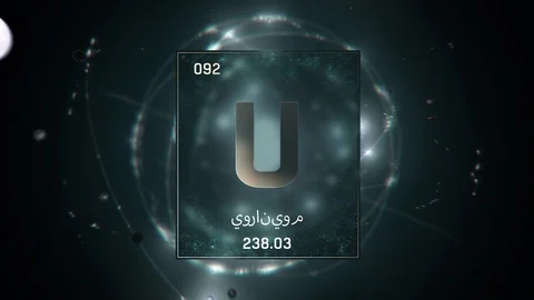 Uranium as Element 92 of the Periodic Table 3D illustration on green background Stock-Footage 128778828