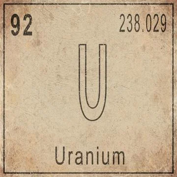 Uranium Element Card from Periodic Table on Vintage Old Paper Stock Illustration