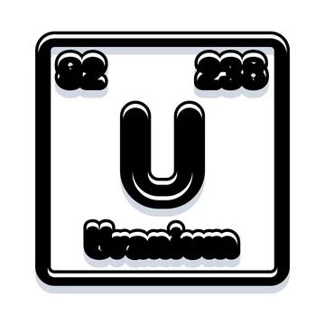 Uranium element periodic table symbol science chemistry Stock Illustration