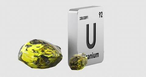 Uranium element tile and radioactive ore rotation animation seamlessly loop.. Stock Footage 339031555