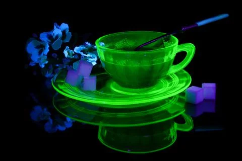 Uranium Glass Teacup Stock Photos