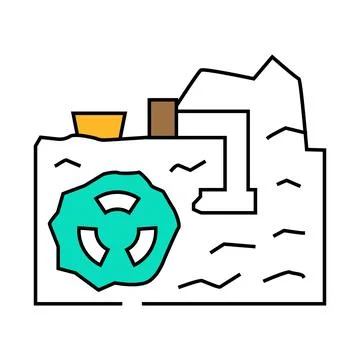 Uranium mining nuclear energy icon color illustration Stock Illustration