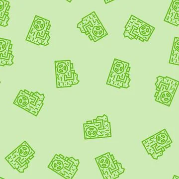 Uranium mining nuclear energy line vector seamless pattern Stock Illustration