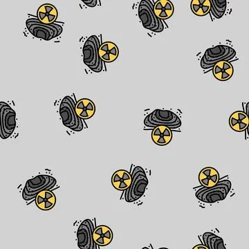 Uranium mining nuclear energy vector seamless pattern Stock Illustration