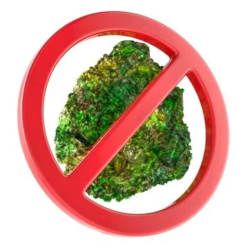 Uranium ore rock with red prohibition symbol. 3d rendering Stock Illustration