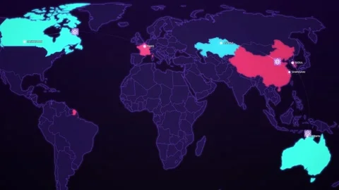 Uranium Supply Routes on Cyber Map Stock Footage 342338585