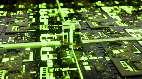 Uranium Tech Glass Cube Looped 4K.mp4 Stock Footage 348576314