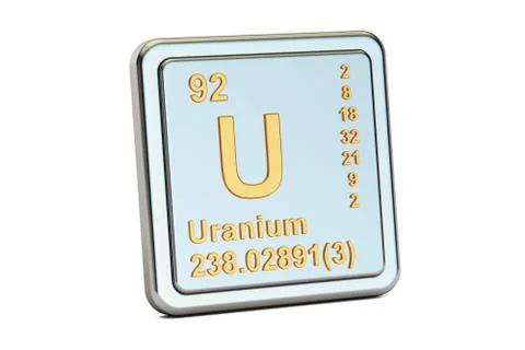 Uranium U, chemical element sign. 3D rendering Stock Illustration
