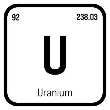 Uranium, U, periodic table element Stock Illustration