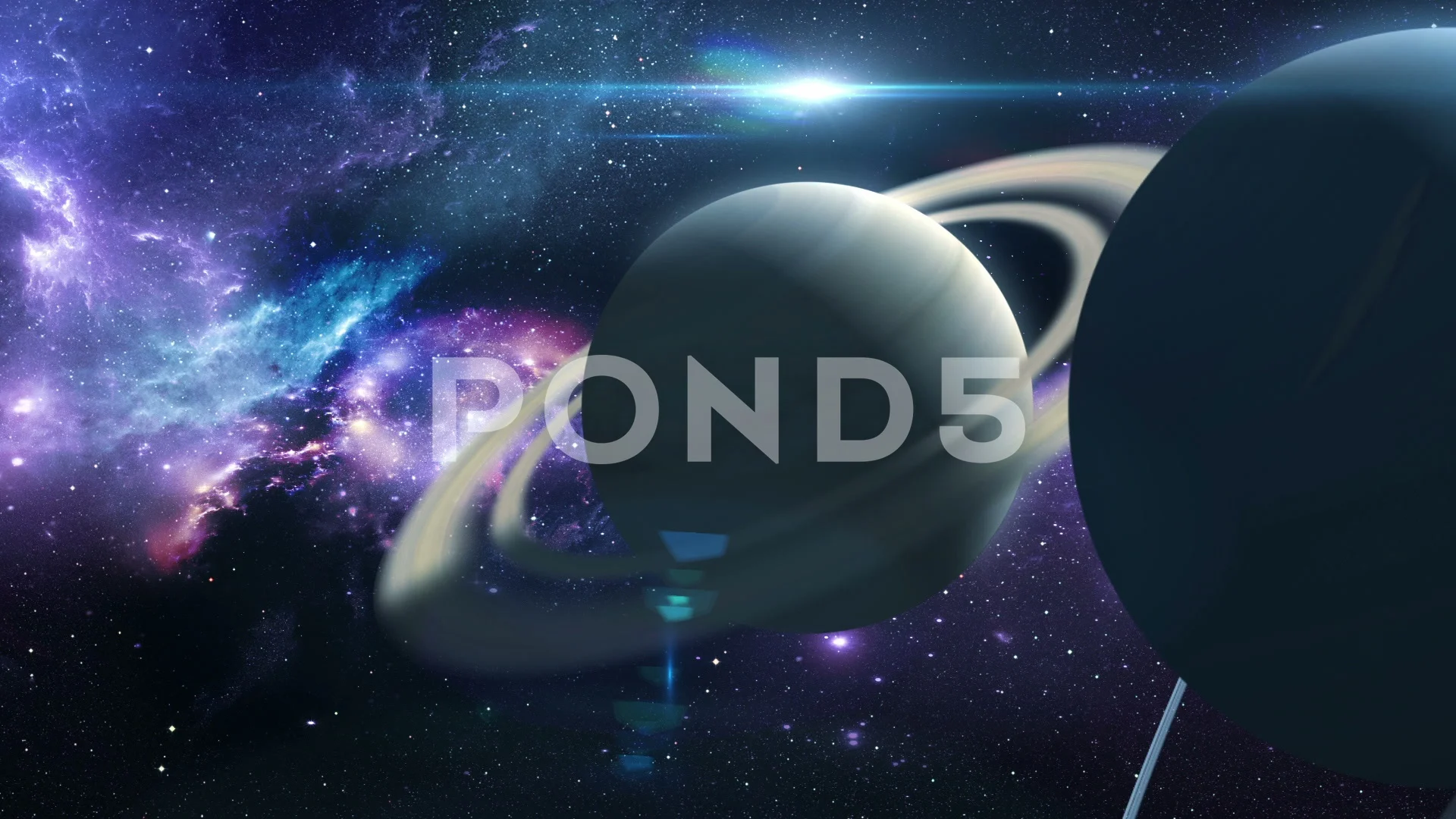Uranus and Saturn on the background of a... | Stock Video | Pond5