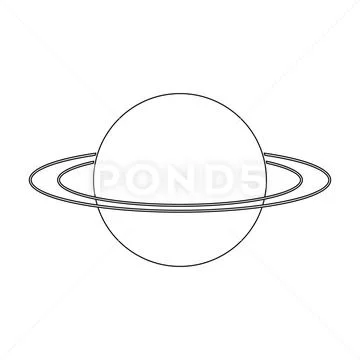 Uranus icon in outline style isolated on white background. Planets symbol stock Stock Illustration