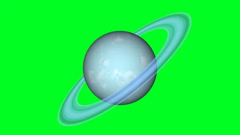 Uranus planet 3D rendering on green screen. Blue Uranus planet with rings Stock Footage 116321765