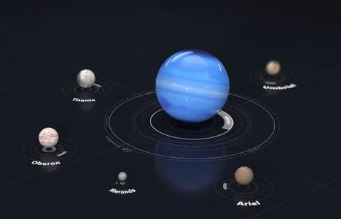 Uranus - planet and moon. This image elements furnished by NASA, 3d Illustrat Stock Illustration