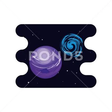 Uranus planet with black hole scene space Stock Illustration