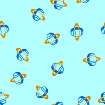 Uranus planet isometric icon seamless pattern Stock Illustration