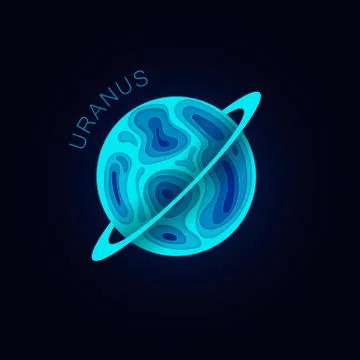 Uranus. Planet in paper cut style. Vector Stock Illustration
