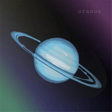 Uranus planet with ring on the dark starry cosmic sky. vector illustration fo Stock Illustration