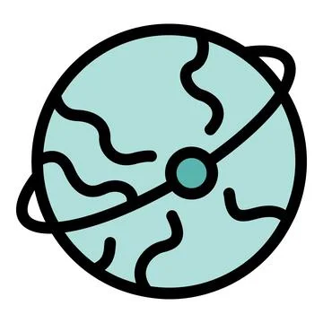 Uranus planet rotating with ring orbiting around Stock Illustration