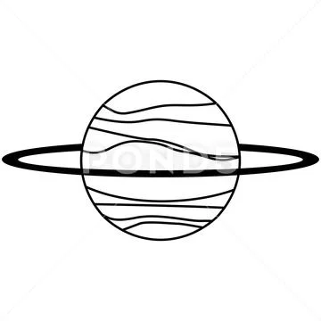 Uranus planet solar system line Stock Illustration