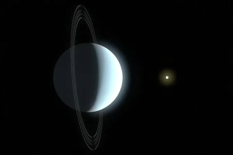 Uranus, sun and stars Stock Illustration