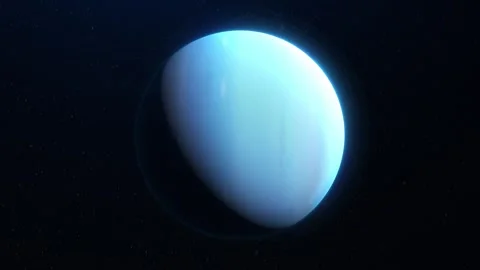 Uranus view space planet animation in deep space. 4k 3d animation for scientific Stock Footage 306661313