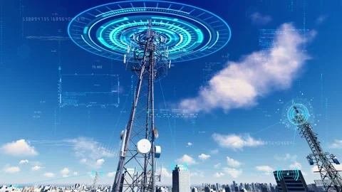 Urban 5G network communication and data transmission Stock Footage 240153875