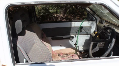 Urban Abandoned Inside Car With Shadows Stock Footage 33802064
