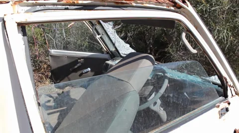 Urban Abandoned Van Window Stock Footage 33819318