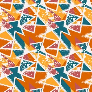 Urban abstract geometry seamless pattern with grunge curved lines and spots Stock Illustration