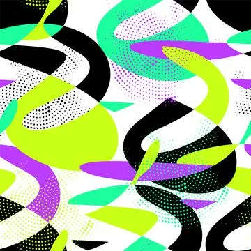 Urban abstract seamless pattern with chaotic shapes and dots Stock-Illustration