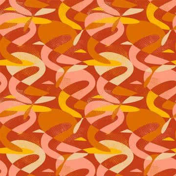 Urban abstract seamless pattern with chaotic shapes and dots Stock Illustration