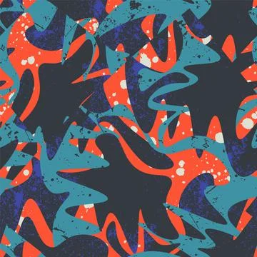 Urban abstract seamless pattern with wave vector elements Illustrazione stock