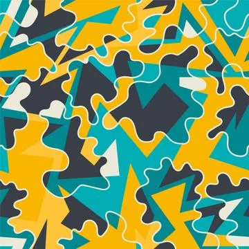 Urban abstract seamless pattern wuth curved colorful elements Stock Illustration