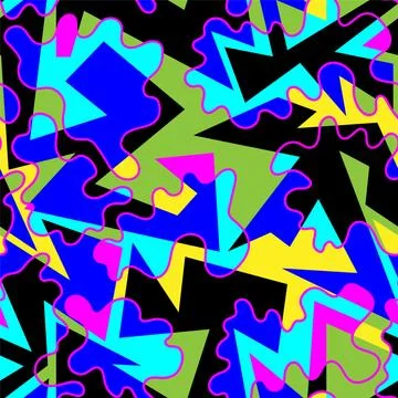 Urban abstract seamless pattern wuth curved colorful elements イラスト素材
