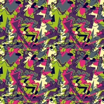 Urban abstract seamless pattern wuth curved colorful elements 스톡 일러스트