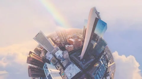 Urban America tiny planet looping background Vídeo Stock 167738101