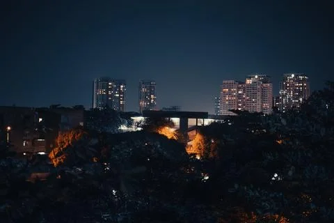 Urban and Nature, Light Polution in Vietnam Stock Photos