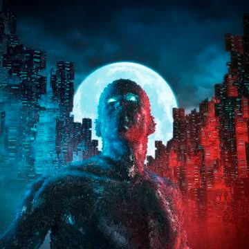 Urban android moon Stock Illustration