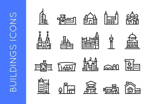 Urban Architecture Icon Set Stock Illustration