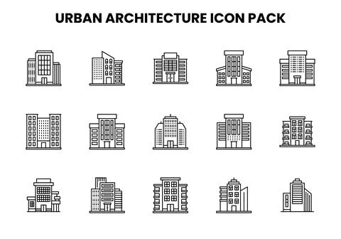 Urban Architecture Line Bundle Icons Pack 스톡 일러스트
