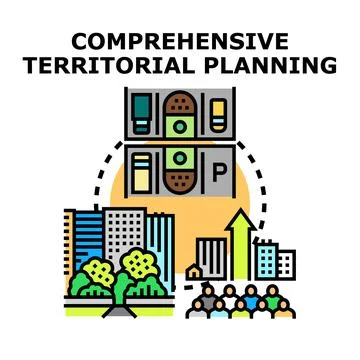 Urban area comprehensive planning developing city strategy Stock Illustration