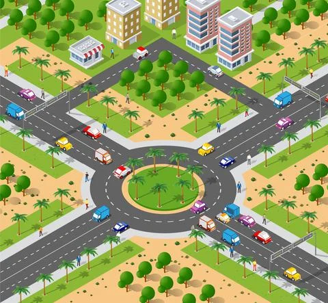 Urban area with an intersection Illustrazione stock