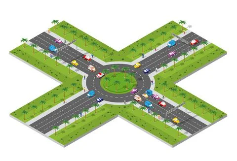 Urban area with an intersection Stock Illustration